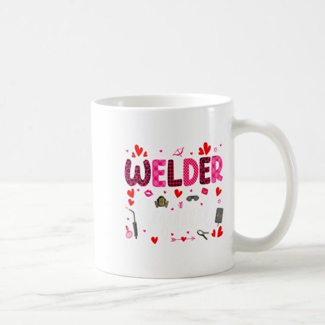 Caneca De Café Welder Squad Cute Tools Hearts Costume Valentines  (Direita)