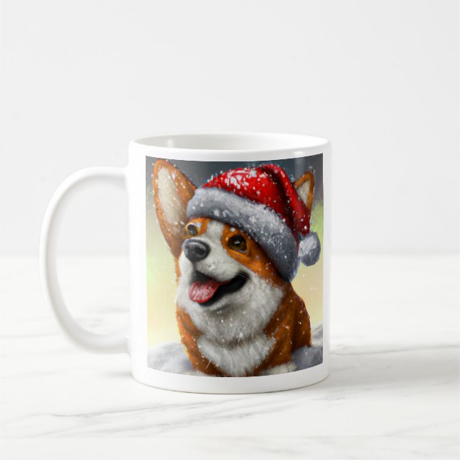 Caneca De Café Welsh Corgi, Papais noeis, Café de Natal (Esquerda)
