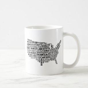 Caneca De Café Welsh Nomes de Palavra nos EUA