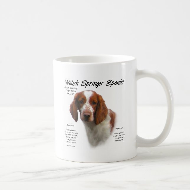 Caneca De Café Welsh Springer Spaniel History Design (Direita)