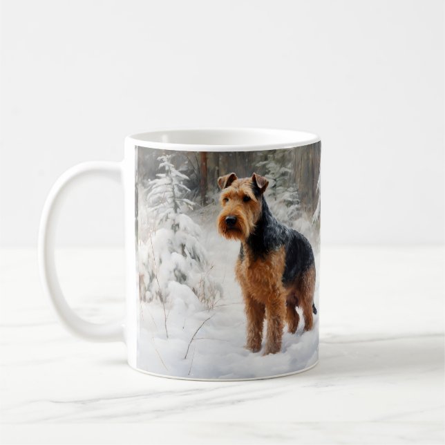Caneca De Café Welsh Terrier Deixe-o nevar no Natal (Esquerda)