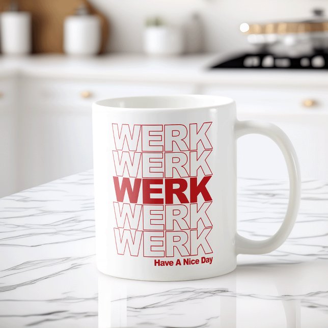 Caneca De Café Werk Red Typografia (Criador carregado)
