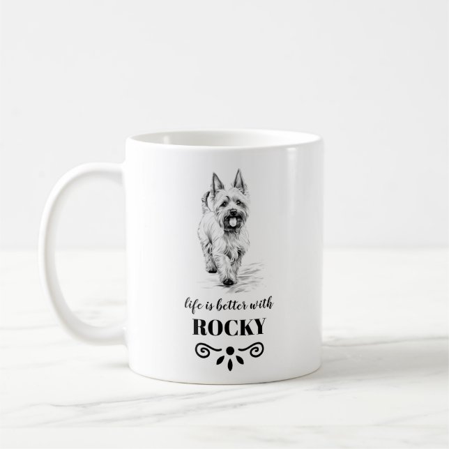 Caneca De Café West-Highland-White-Terrier Nome de cão Personaliz (Esquerda)