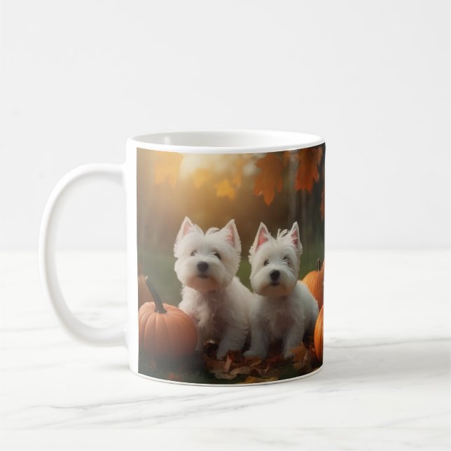 Caneca De Café West Highland White Terrier Puppy Autumn Pumpkin (Esquerda)