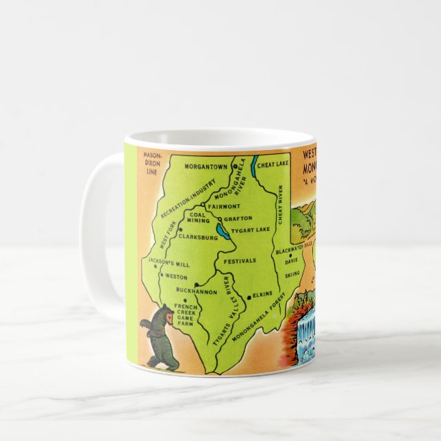Caneca De Café  West Virginia Monongahela Valley Mug (Frente Esquerda)