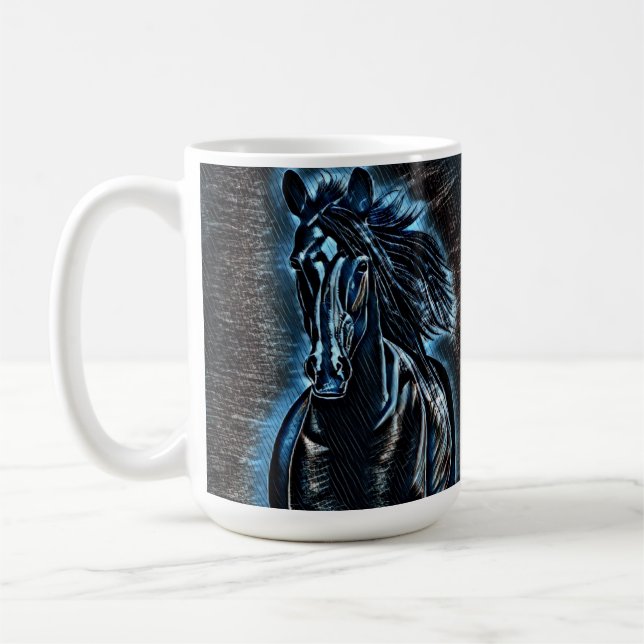 Caneca De Café Western Beaud Wild Mustang Blue Tones (Esquerda)