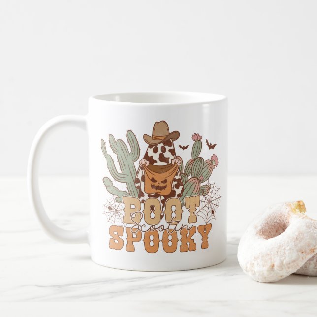 Caneca De Café Western Cowboy Boot Scootin Spooky Halloween (Com Donut)