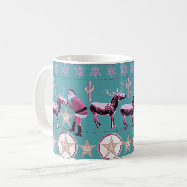 Caneca De Café Western Donkey Christmas Gingerbread Texas Star (Frente Esquerda)