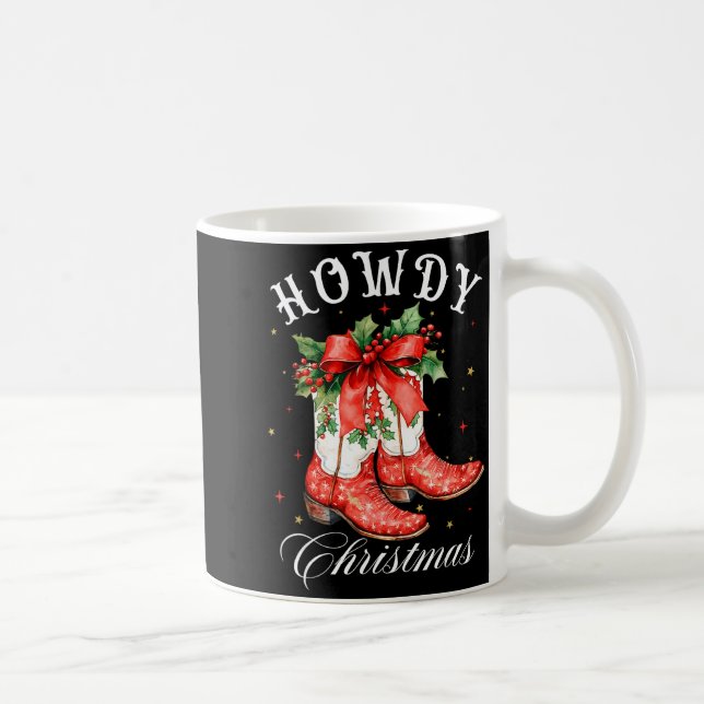Caneca De Café Western Howdy Christmas Cowgirl Boot Coquette Bow  (Direita)
