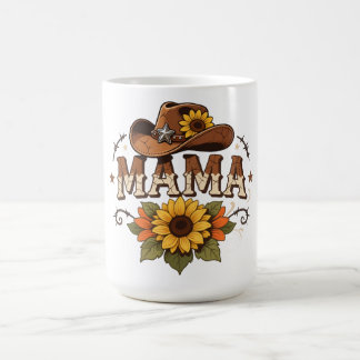 Caneca De Café Western Mama Sunflower Cowgirl Design
