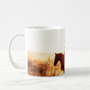 Caneca De Café Western - retrato de cowboy com bandeira dos EUA