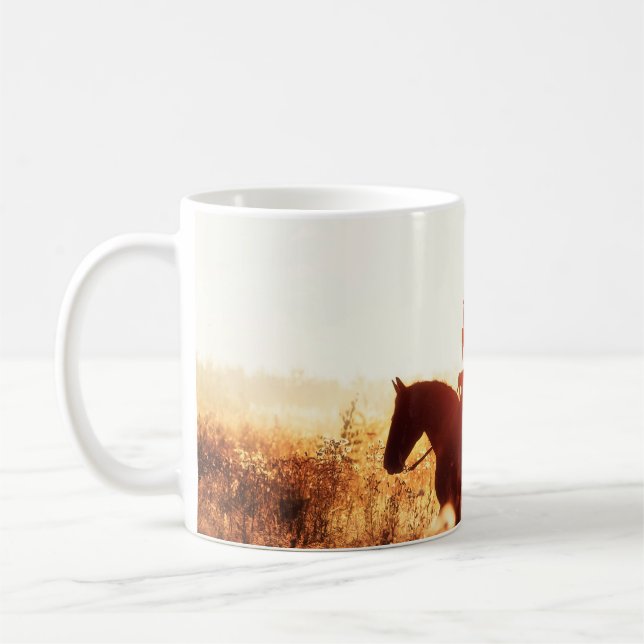 Caneca De Café Western - retrato de cowboy com bandeira dos EUA (Esquerda)