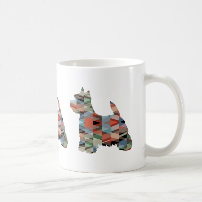 Caneca De Café Westie Colorful Geométrico Pattern Silhouette (Direita)