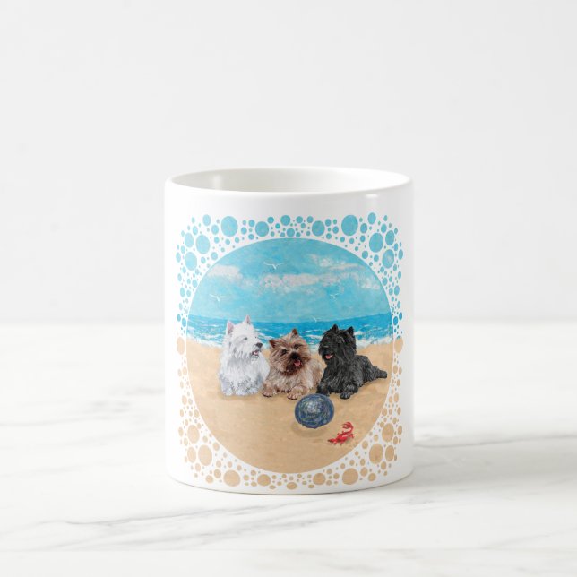 Caneca De Café Westie com Cairn Terriers na Praia (Centro)