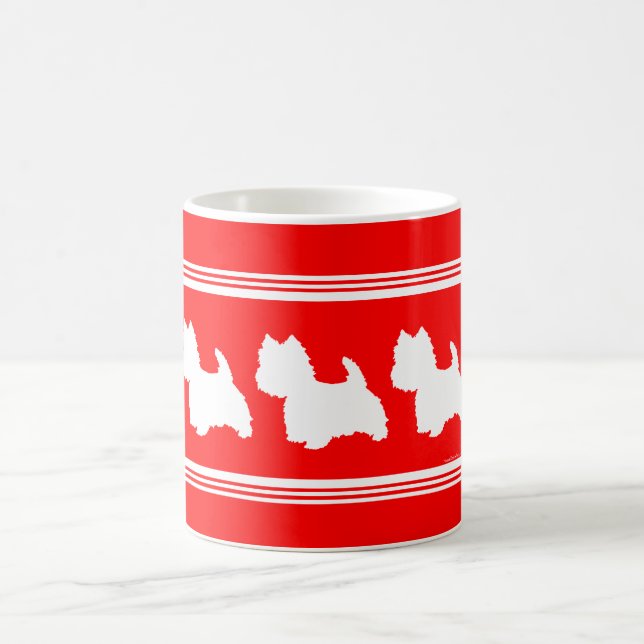 Caneca De Café Westie Silhueta Vermelha (Centro)