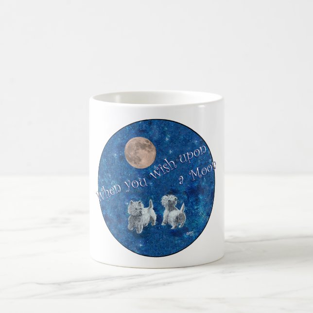 Caneca De Café Westies Desejando na Lua (Centro)