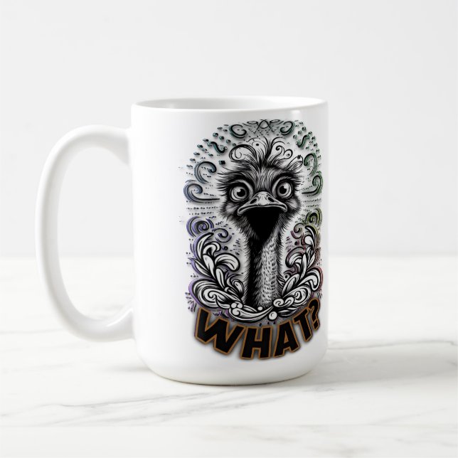 Caneca De Café "What? Cute Ostrich" Mug (Esquerda)