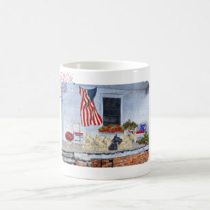 Caneca De Café Wheaten Patrióticos e Scottish Terriers Pretos