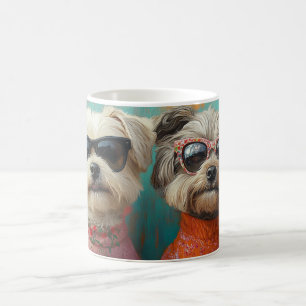 Caneca De Café Wheaten Terrier com Rosas do Coração Dia dos Namor
