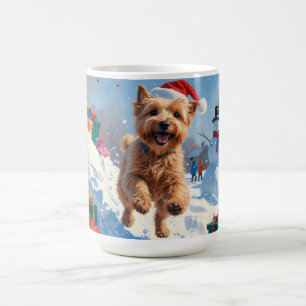 Caneca De Café Wheaten Terrier correndo em neve com chapéu de Nat
