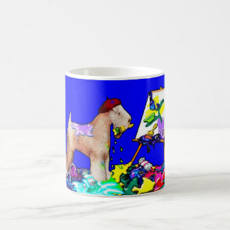 Caneca De Café Wheaten Terrier: "The Painter" (Azul)