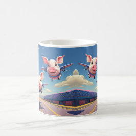 Caneca De Café When Pigs Fly Funny Airplane Pigs
