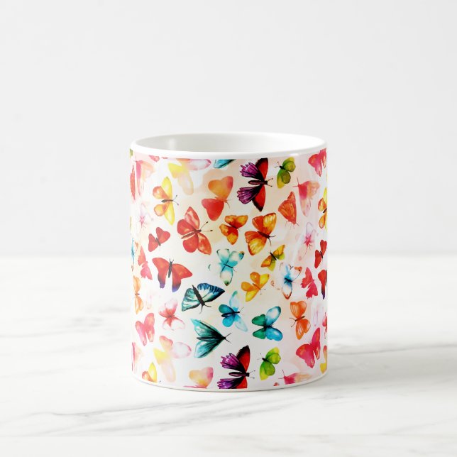Caneca De Café Whimi Rainbow Forest Butterfly Aquarela (Centro)