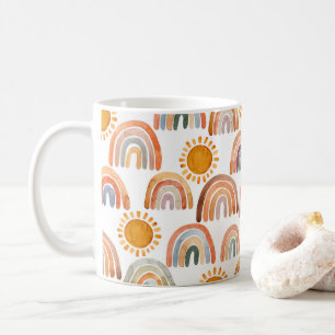 Caneca De Café Whimscolor Whimsic Boho Rainbow e Sun Kids