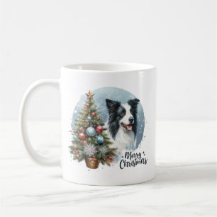 Caneca De Café Whimsic Herding Border Collie Dog Merry Xmas