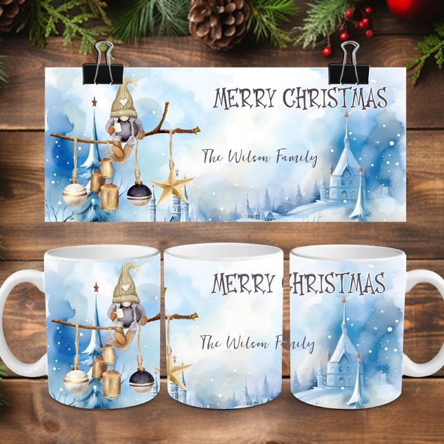 Caneca De Café Whimsic Winter Lady Gnomo Felry Christmas (Criador carregado)