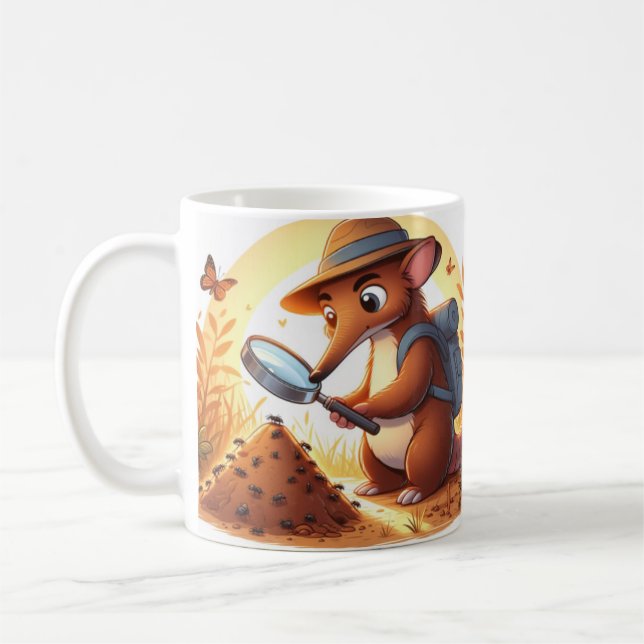 Caneca De Café Whimsical Aardvark Mug para Amantes de os animais (Esquerda)