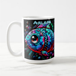 Caneca De Café Whimsical Big-Eyed Fish Nautical Personalized