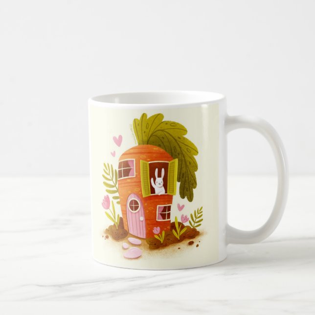 Caneca De Café Whimsical Carrot Bunny House Mug Cute Farm Animals (Direita)