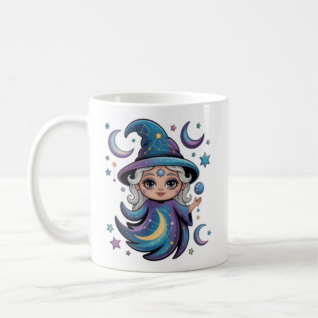 Caneca De Café Whimsical Celestial Witch Magical Mug (Esquerda)