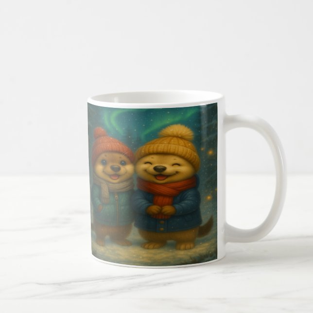 Caneca De Café Whimsical Christmas Mug with Cozy Animal Friends (Direita)