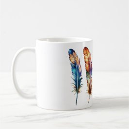 Caneca De Café Whimsical Colorful Feather Art - Boho Graphic Tea