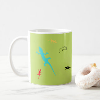 Caneca De Café Whimsical Colorful Lizards Green Coffee Cup