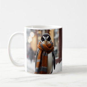Caneca De Café Whimsical Cozy Penguin Snowy Winter