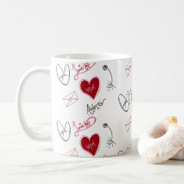 Caneca De Café Whimsical Doodles Hand Drawn Valentines Day 