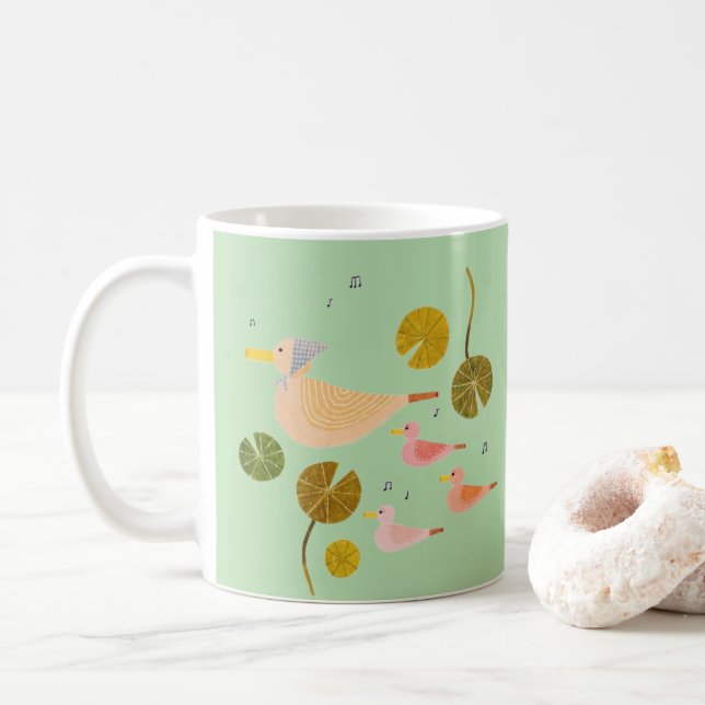 Caneca De Café Whimsical Duck Family Kind Ones Gentle Harmony Mug (Com Donut)