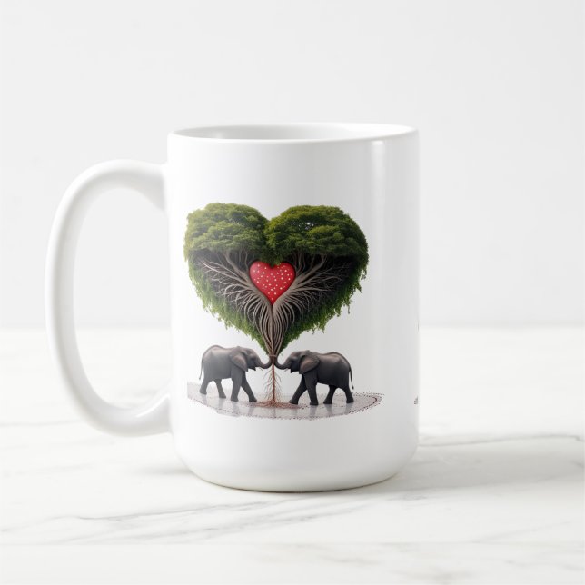 Caneca De Café Whimsical Elephant Love Tree 15oz Mug (Esquerda)