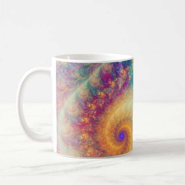 Caneca De Café Whimsical Fantasy Abstract Fractal Vortex Art (Esquerda)