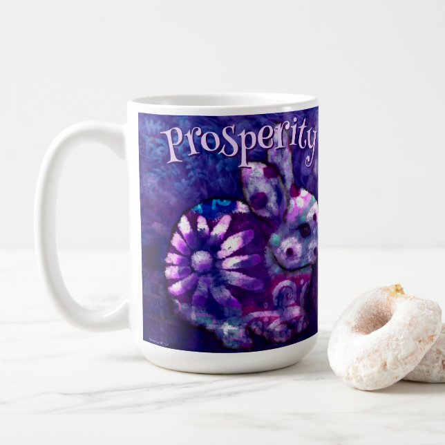 Caneca De Café Whimsical Floral Bunny Rabbit Personalized (Com Donut)