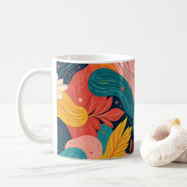 Caneca De Café Whimsical Floral Flow Mug (Com Donut)