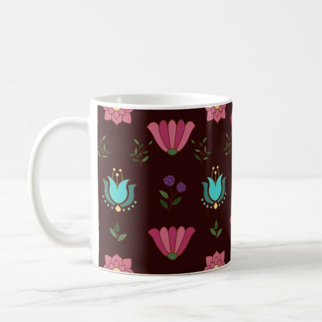 Caneca De Café Whimsical Floral Folter Art Coffee Mug (Esquerda)