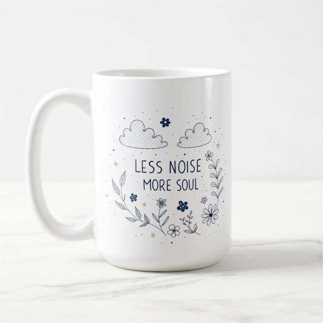 Caneca De Café Whimsical Floral Soul Quote Line Art (Esquerda)