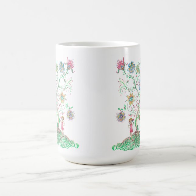 Caneca De Café Whimsical Floral Tree  (Centro)