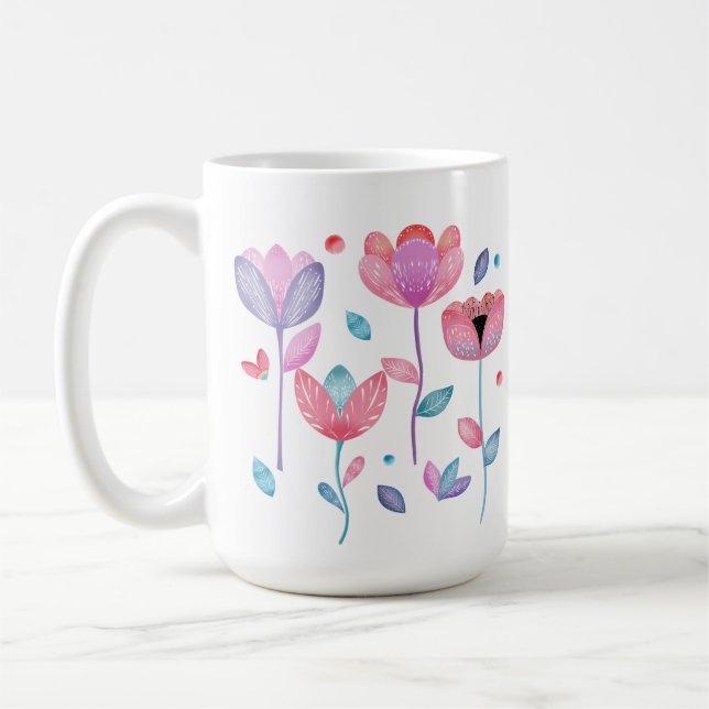 Caneca De Café Whimsical Flowers  (Esquerda)