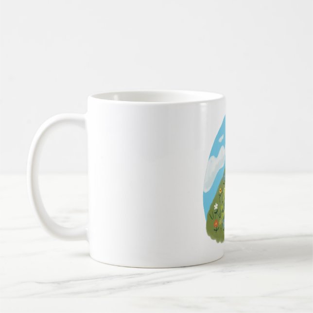 Caneca De Café Whimsical Frog Chilling On The Hill Illustration (Esquerda)
