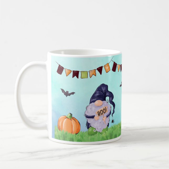 Caneca De Café Whimsical Gnomo Halloween (Esquerda)